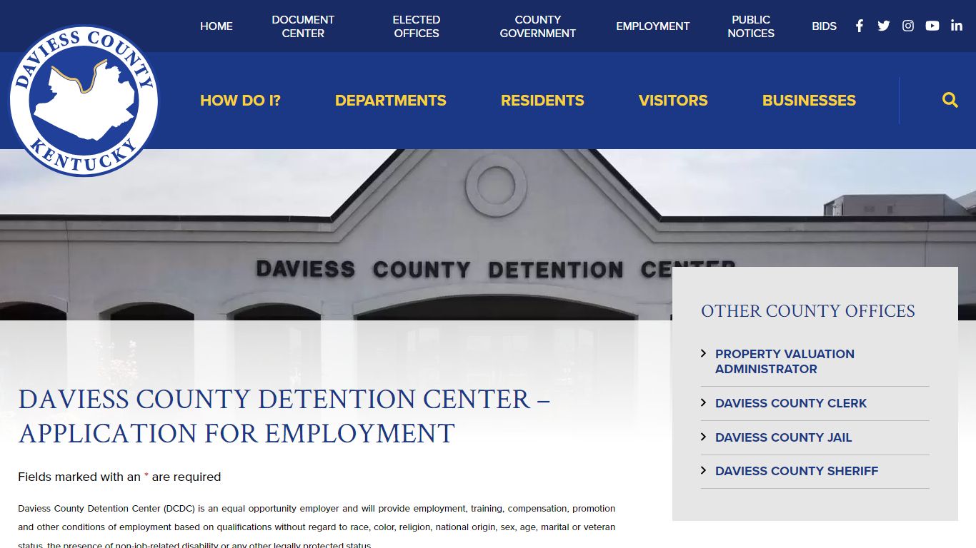 Daviess County Detention Center – Application for Employment